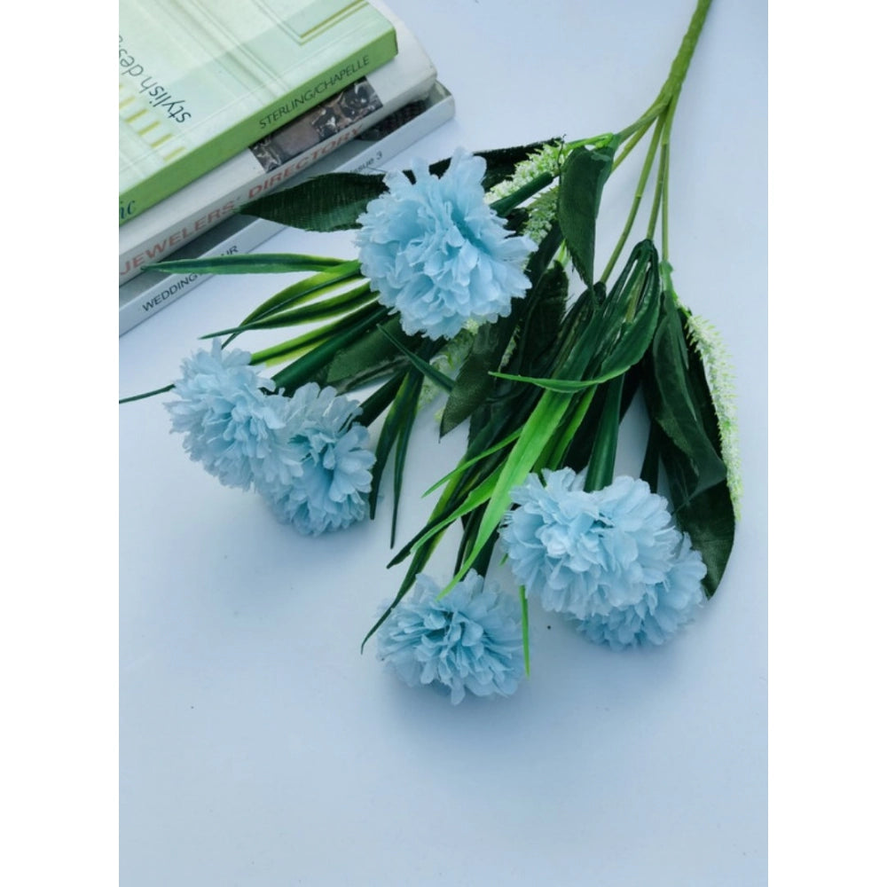 Roneclick Artificial Flowers Bunch Bouquet Of 6 Chrysanthemum Flowers For Home Decoration (Blue, Material:Silk, Polyester)