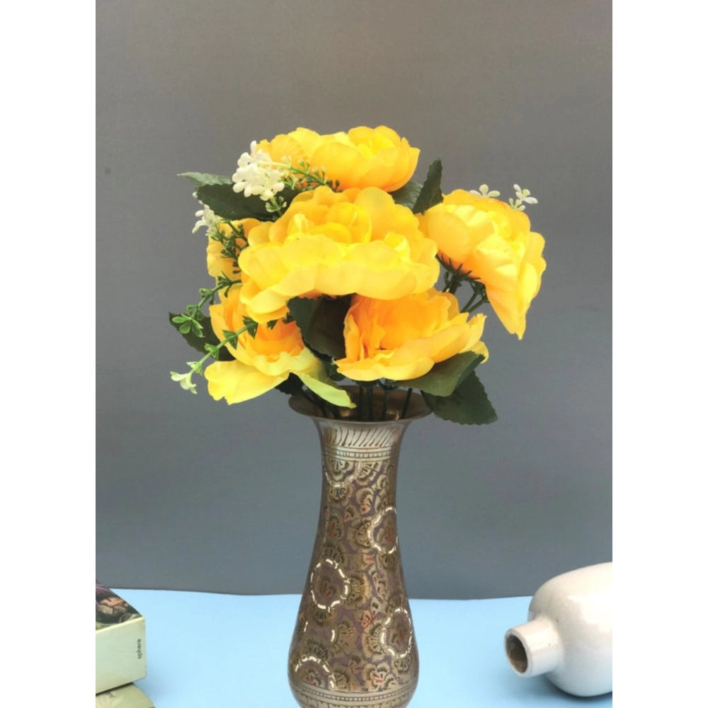 Roneclick Artificial Flowers Bunch Bouquet Of 7 Poppy Flowers For Home Decoration (Yellow, Material:Silk, Polyester)