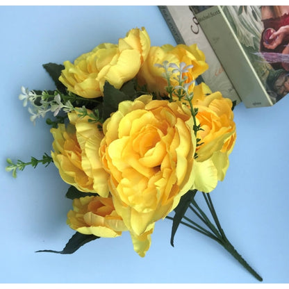 Roneclick Artificial Flowers Bunch Bouquet Of 7 Poppy Flowers For Home Decoration (Yellow, Material:Silk, Polyester)