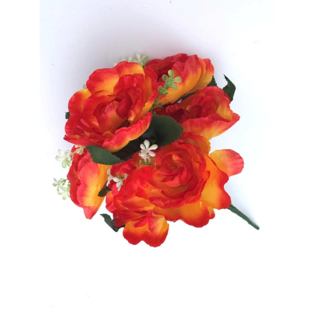 Roneclick Artificial Flowers Bunch Bouquet Of 7 Poppy Flowers For Home Decoration (Orange, Material:Silk, Polyester)