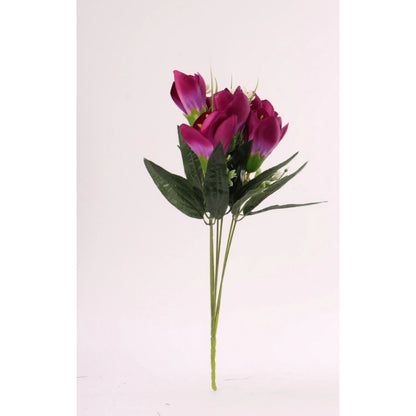 Roneclick Artificial Flowers Bunch Bouquet Of Daffodil Tulip Flowers For Home Decoration (Purple, Material:Silk, Polyester)