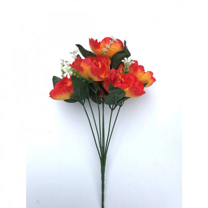 Roneclick Artificial Flowers Bunch Bouquet Of 7 Poppy Flowers For Home Decoration (Orange, Material:Silk, Polyester)