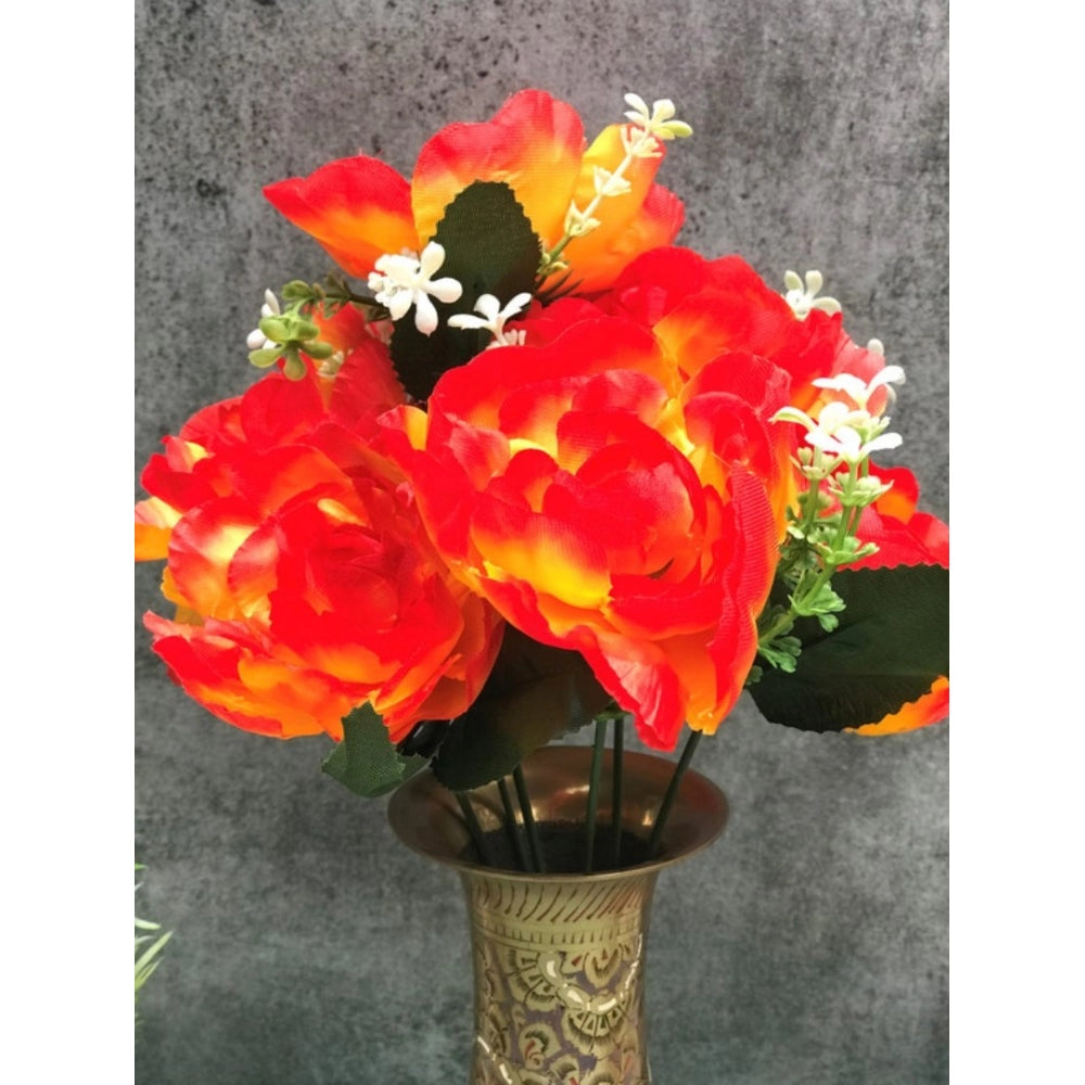 Roneclick Artificial Flowers Bunch Bouquet Of 7 Poppy Flowers For Home Decoration (Orange, Material:Silk, Polyester)