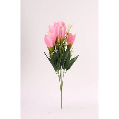 Roneclick Artificial Flowers Bunch Bouquet Of Daffodil Tulip Flowers For Home Decoration (Light Pink, Material:Silk, Polyester)