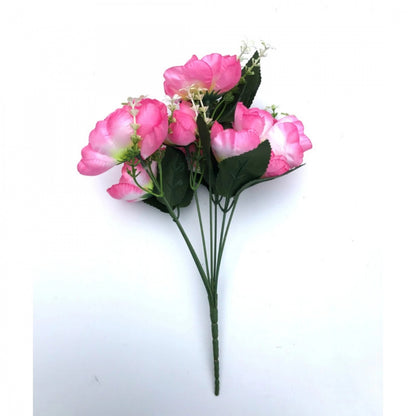 Roneclick Artificial Flowers Bunch Bouquet Of 7 Poppy Flowers For Home Decoration (Light Pink, Material:Silk, Polyester)