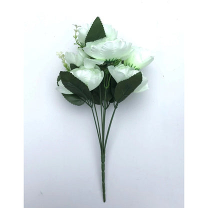 Roneclick Artificial Flowers Bunch Bouquet Of 7 Poppy Flowers For Home Decoration (White, Material:Silk, Polyester)