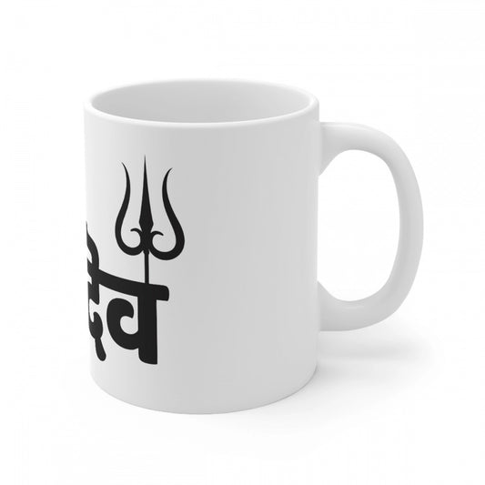 Roneclick Ceramic Har Har Mahadev Printed Coffee Mug (Color: White, Capacity:330ml)