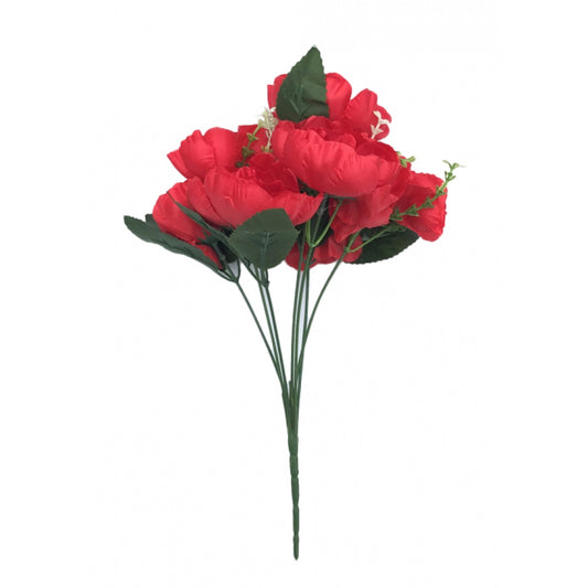 Roneclick Artificial Flowers Bunch Bouquet Of 7 Poppy Flowers For Home Decoration (Red, Material:Silk, Polyester)