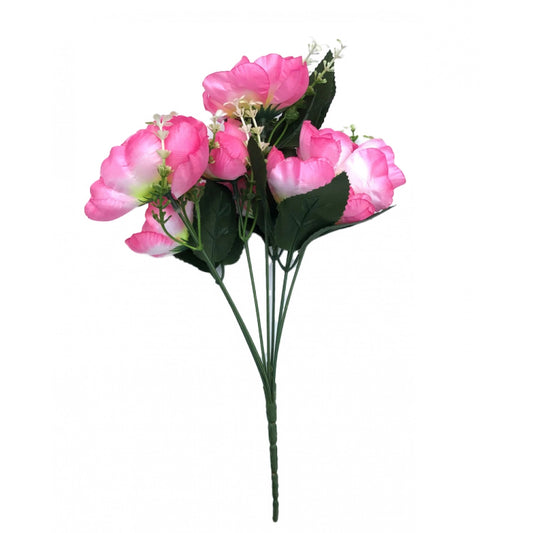 Roneclick Artificial Flowers Bunch Bouquet Of 7 Poppy Flowers For Home Decoration (Light Pink, Material:Silk, Polyester)