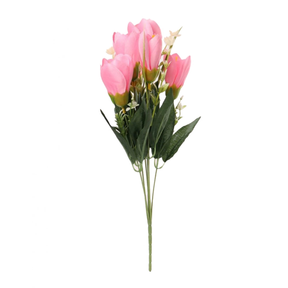 Roneclick Artificial Flowers Bunch Bouquet Of Daffodil Tulip Flowers For Home Decoration (Light Pink, Material:Silk, Polyester)