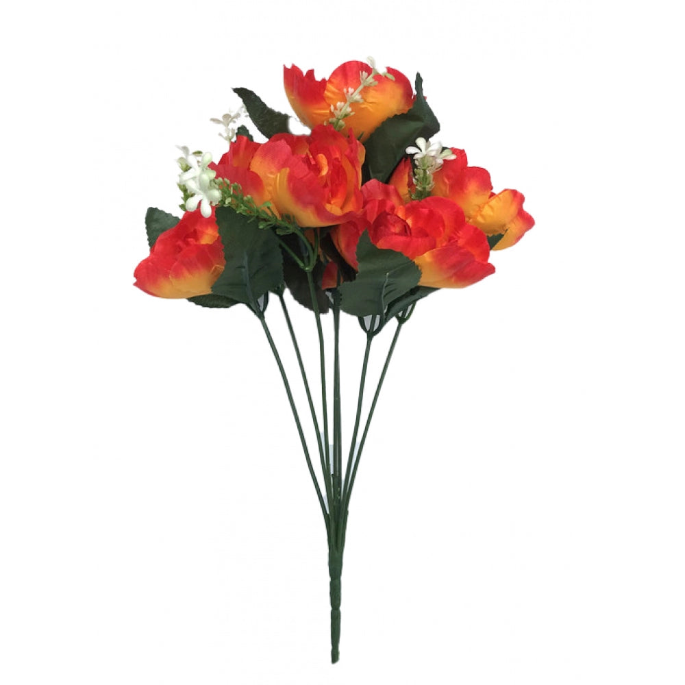 Roneclick Artificial Flowers Bunch Bouquet Of 7 Poppy Flowers For Home Decoration (Orange, Material:Silk, Polyester)