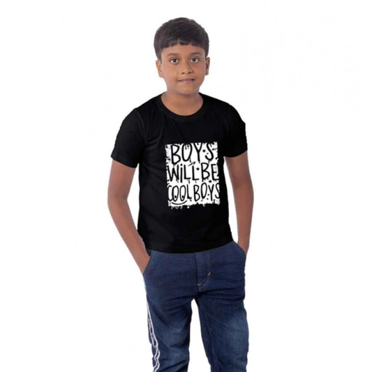 Roneclick Boys Cotton Will Be Cool Half Sleeve TShirt (Black)