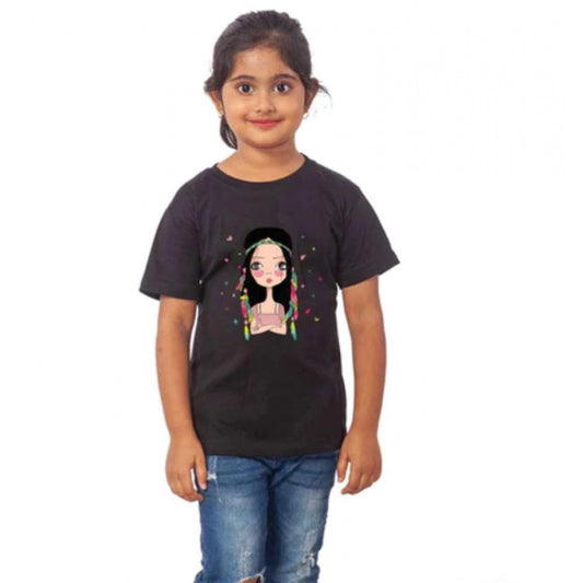 Roneclick Girls Cotton Tribal Half Sleeve TShirt (Black)