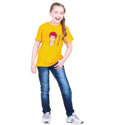 Roneclick Girls Cotton Akashi Half Sleeve TShirt (Yellow)