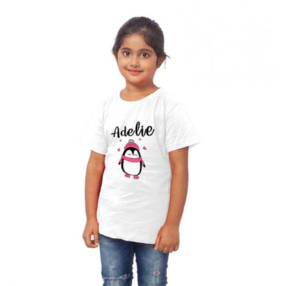 Roneclick Girls Cotton Adelie Half Sleeve TShirt (White)