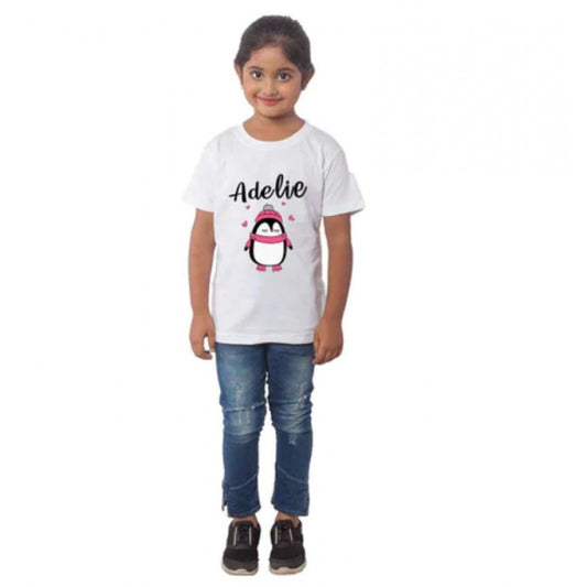 Roneclick Girls Cotton Adelie Half Sleeve TShirt (White)