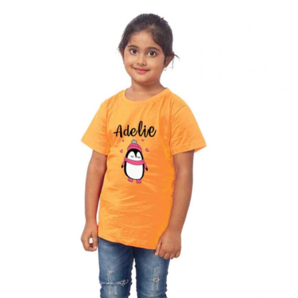 Roneclick Girls Cotton Adelie Half Sleeve TShirt (Mustard)