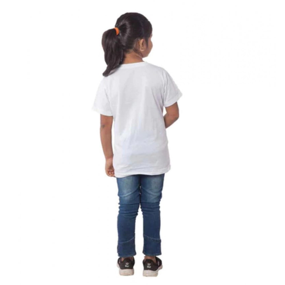 Roneclick Girls Cotton Tribal Half Sleeve TShirt (White)