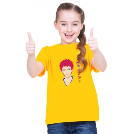 Roneclick Girls Cotton Akashi Half Sleeve TShirt (Yellow)