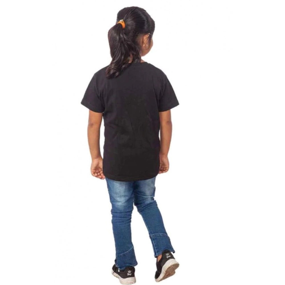 Generic Girls Cotton Drama Queen Half Sleeve TShirt (Black)