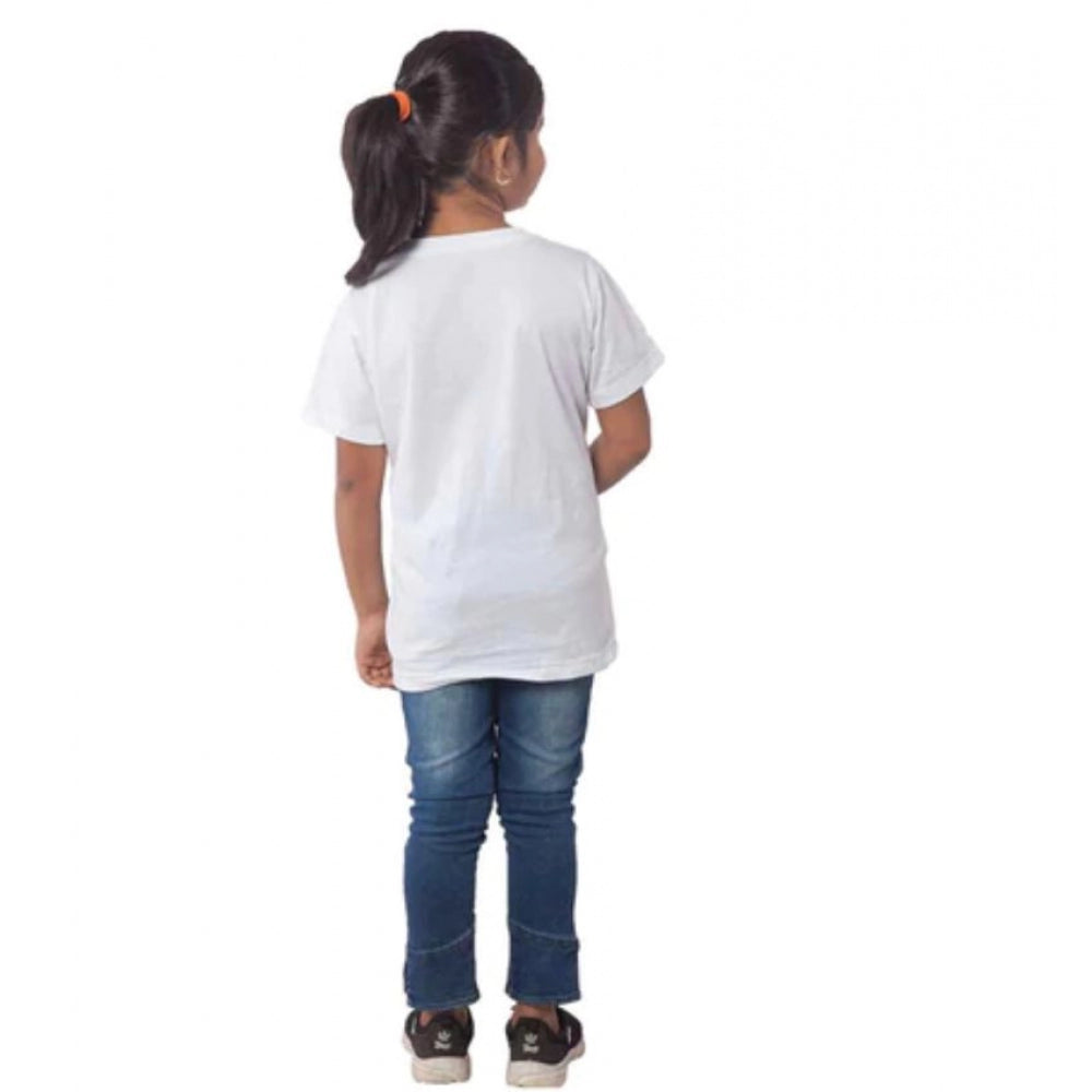 Roneclick Girls Cotton Adelie Half Sleeve TShirt (White)