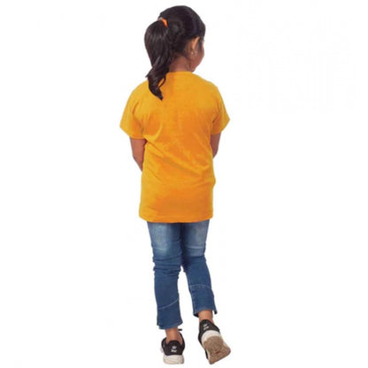 Roneclick Girls Cotton Adelie Half Sleeve TShirt (Mustard)