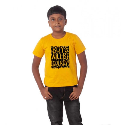 Roneclick Boys Cotton Will Be Cool Half Sleeve TShirt (Mustard)