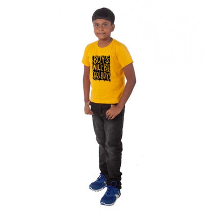 Roneclick Boys Cotton Will Be Cool Half Sleeve TShirt (Mustard)