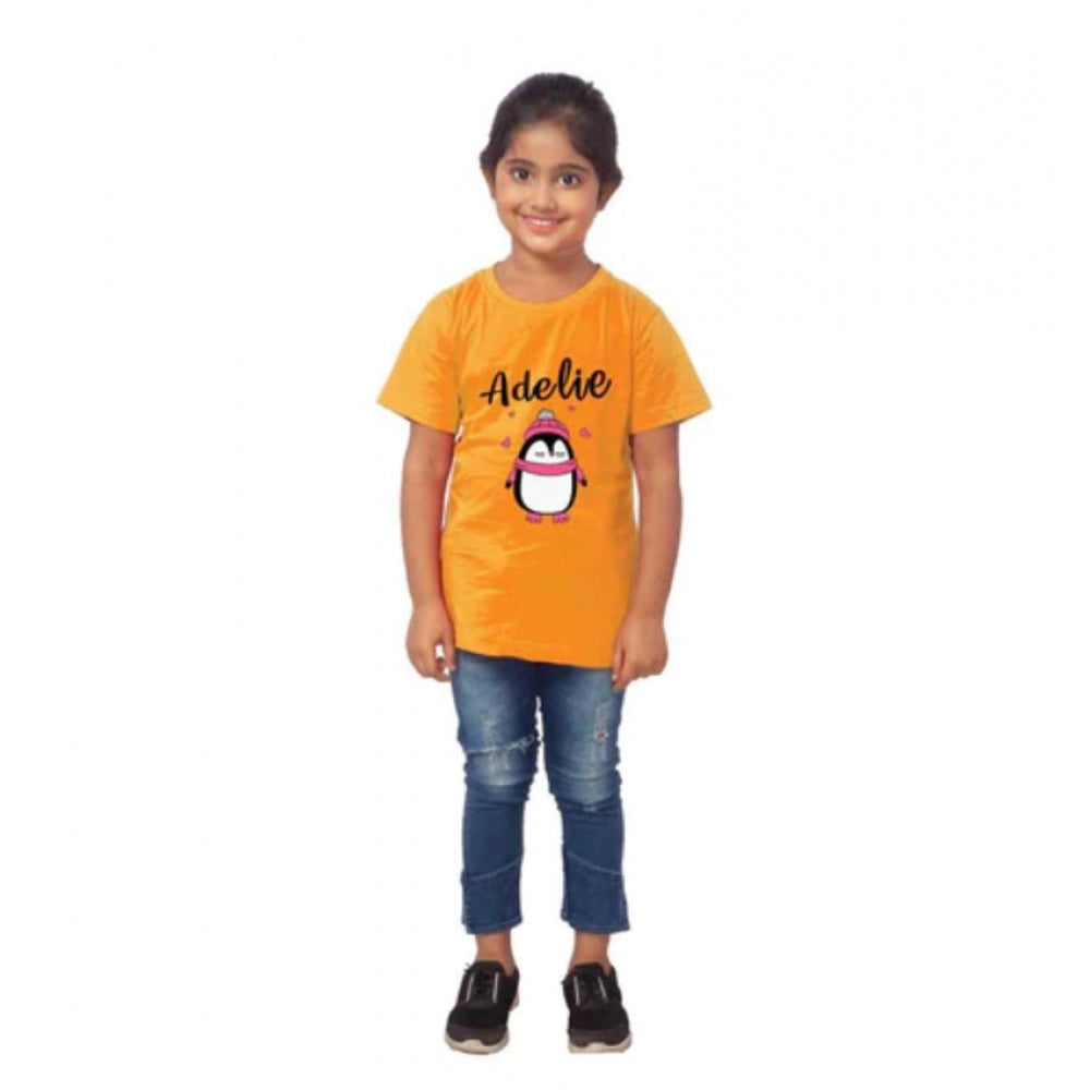 Roneclick Girls Cotton Adelie Half Sleeve TShirt (Mustard)