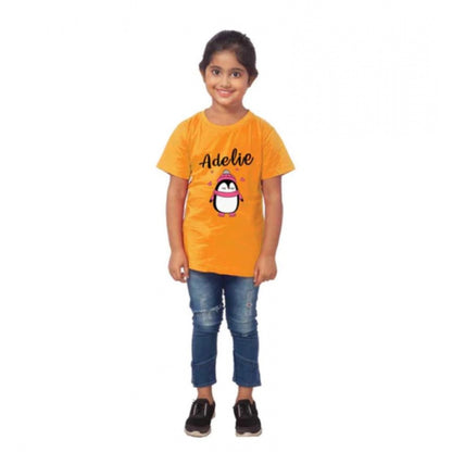 Roneclick Girls Cotton Adelie Half Sleeve TShirt (Mustard)