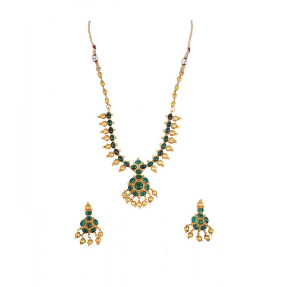 Roneclick Women's Elegent And Stylish Kampu Necklace Set (Green, Free Size)