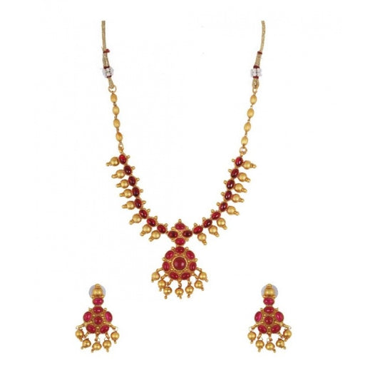 Roneclick Women's Elegent And Stylish Kampu Necklace Set (Red, Free Size)