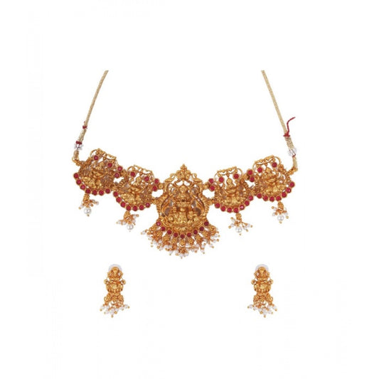 Roneclick Women's Elegent Temple Jewellery Set (Maroon, Free Size)