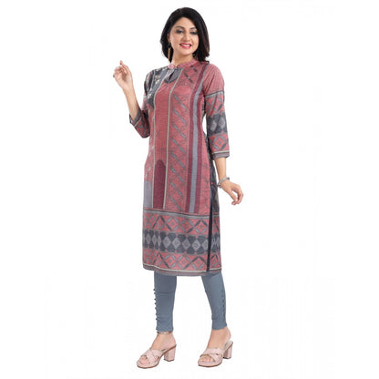 Roneclick Women's 3/4th Sleeve Masleen Tunic Long Kurti (Coral)