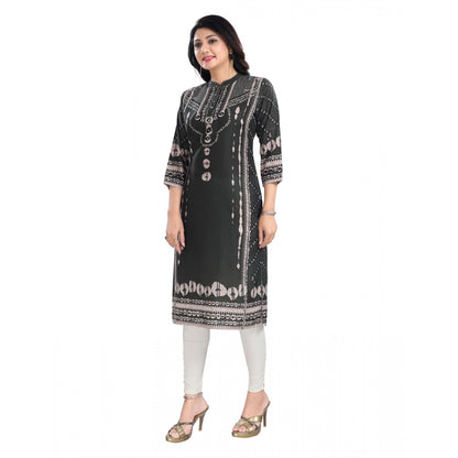 Roneclick Women's 3/4th Sleeve Masleen Tunic Long Kurti (Olive Green)