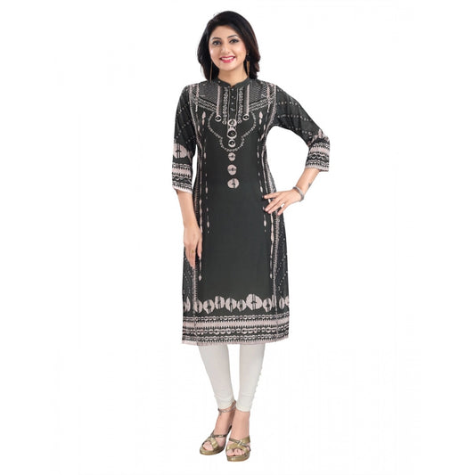 Roneclick Women's 3/4th Sleeve Masleen Tunic Long Kurti (Olive Green)