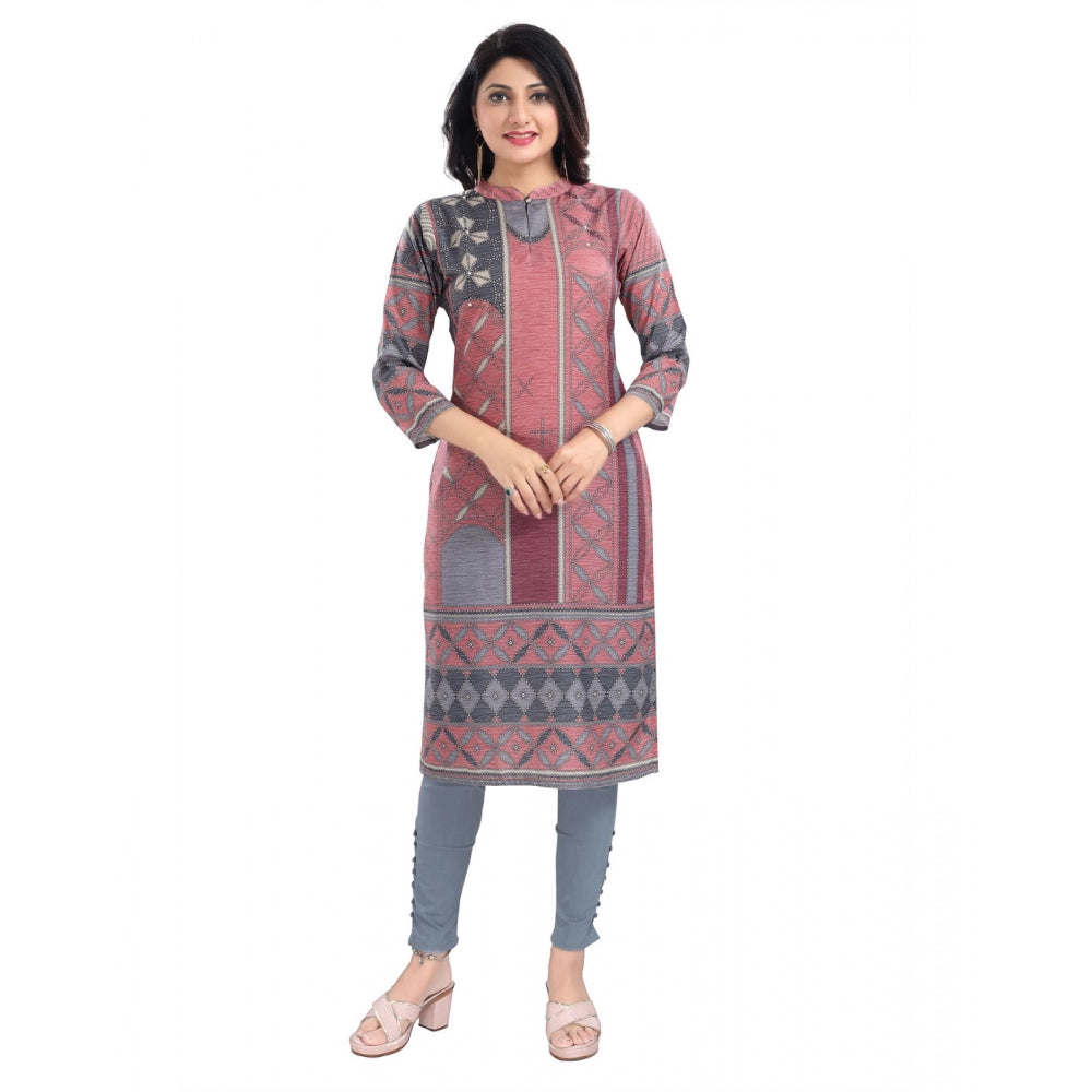 Roneclick Women's 3/4th Sleeve Masleen Tunic Long Kurti (Coral)