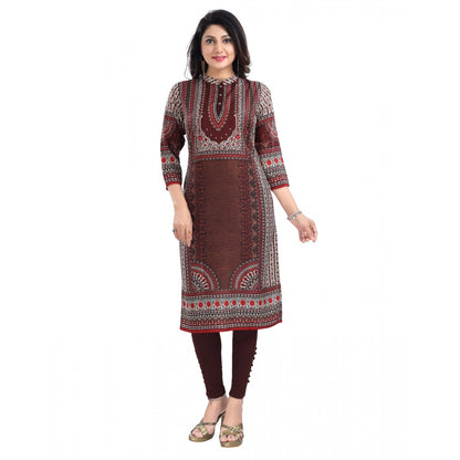 Roneclick Women's 3/4th Sleeve Masleen Tunic Long Kurti (Brown)