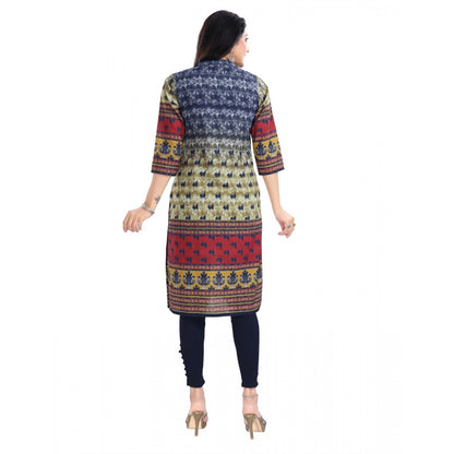 Roneclick Women's 3/4th Sleeve Cotton Blend Tunic Long Kurti (Multicolor)