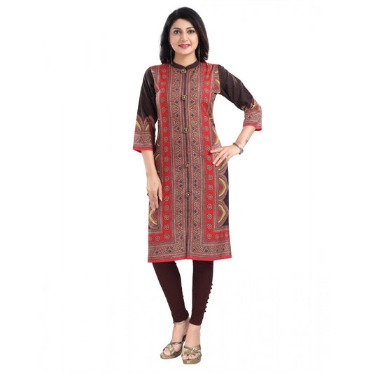 Roneclick Women's 3/4th Sleeve Cotton Blend Tunic Long Kurti (Multicolor)