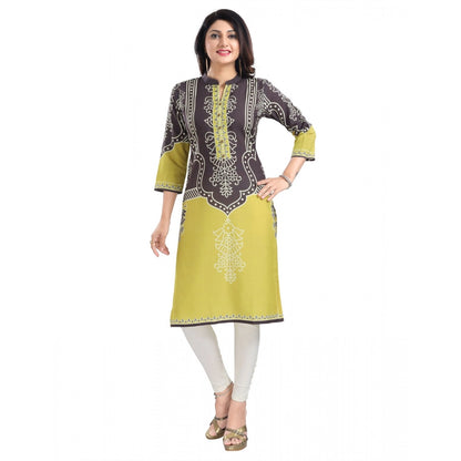 Roneclick Women's 3/4th Sleeve Cotton Blend Tunic Long Kurti (Multicolor)