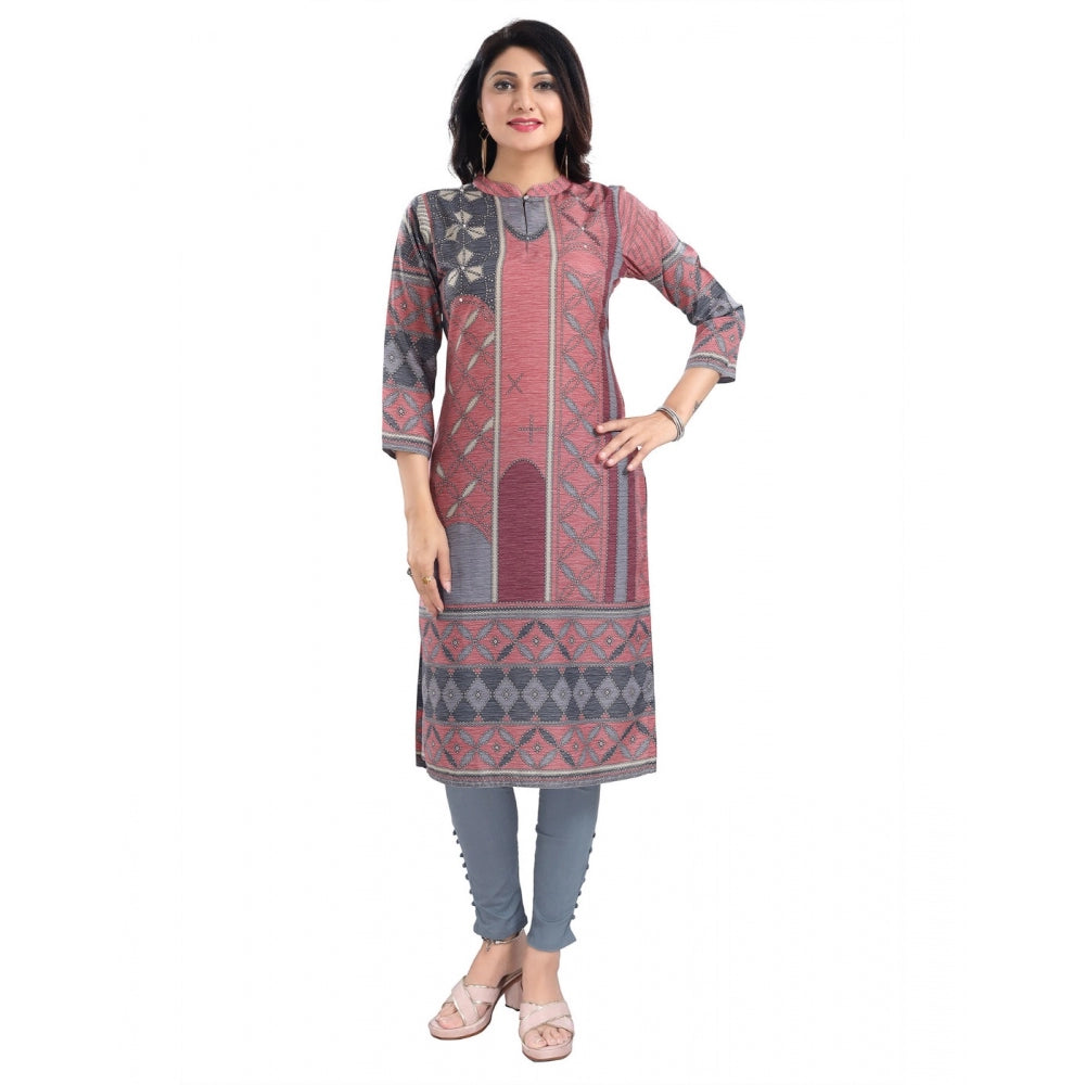 Roneclick Women's 3/4th Sleeve Masleen Tunic Long Kurti (Coral)