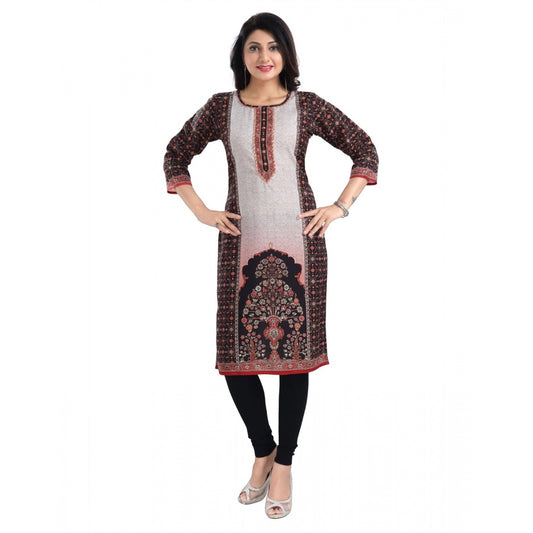 Roneclick Women's 3/4th Sleeve Cotton Blend Tunic Long Kurti (Brown)