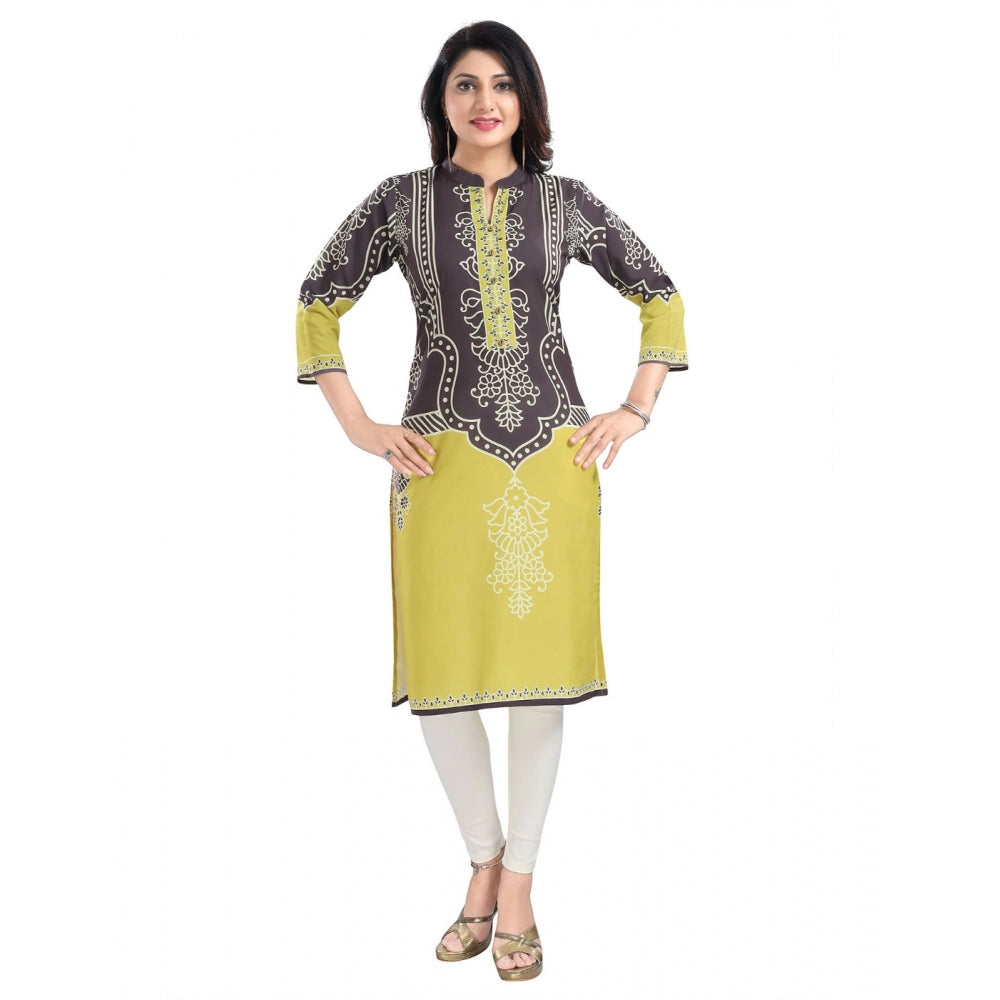 Roneclick Women's 3/4th Sleeve Cotton Blend Tunic Long Kurti (Multicolor)