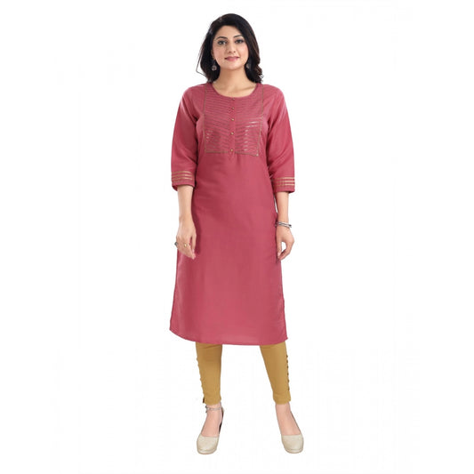 Roneclick Women's 3/4th Sleeve Silk Blend Tunic Long Kurti (Coral)