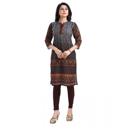 Roneclick Women's 3/4th Sleeve Cotton Blend Tunic Long Kurti (Brown)