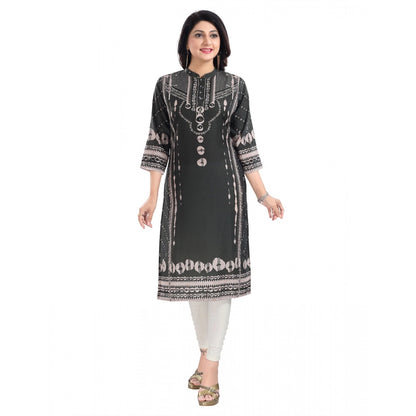 Roneclick Women's 3/4th Sleeve Masleen Tunic Long Kurti (Olive Green)