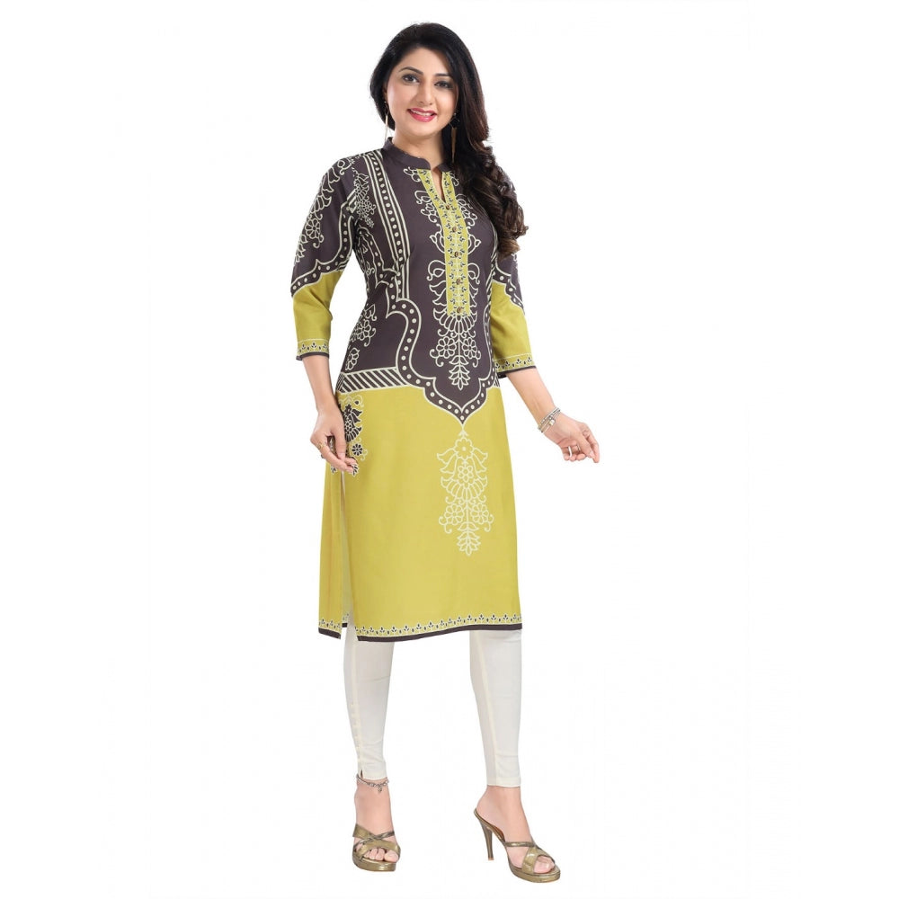 Roneclick Women's 3/4th Sleeve Cotton Blend Tunic Long Kurti (Multicolor)