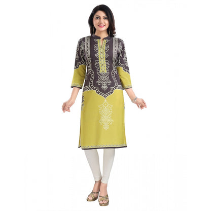 Roneclick Women's 3/4th Sleeve Cotton Blend Tunic Long Kurti (Multicolor)