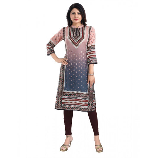 Roneclick Women's 3/4th Sleeve Masleen Tunic Long Kurti (Peach)